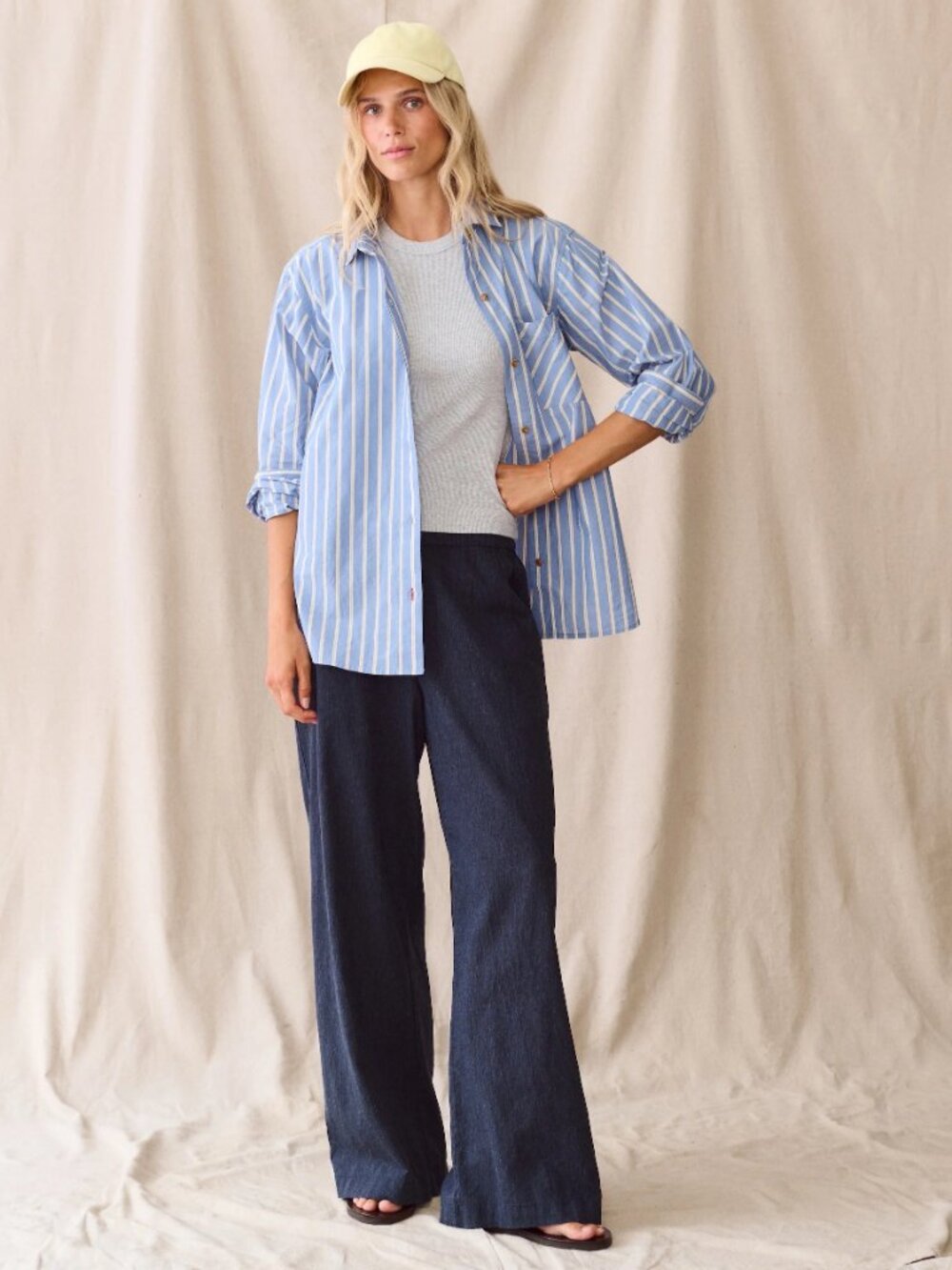 Marine Layer Allison Trouser Wide Leg TENCEL – Size XL – Navy